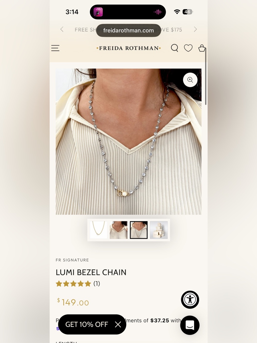 Freida Rothman Vault Bezel Set Black and Gold 24” Necklace - Picture 4 of 4